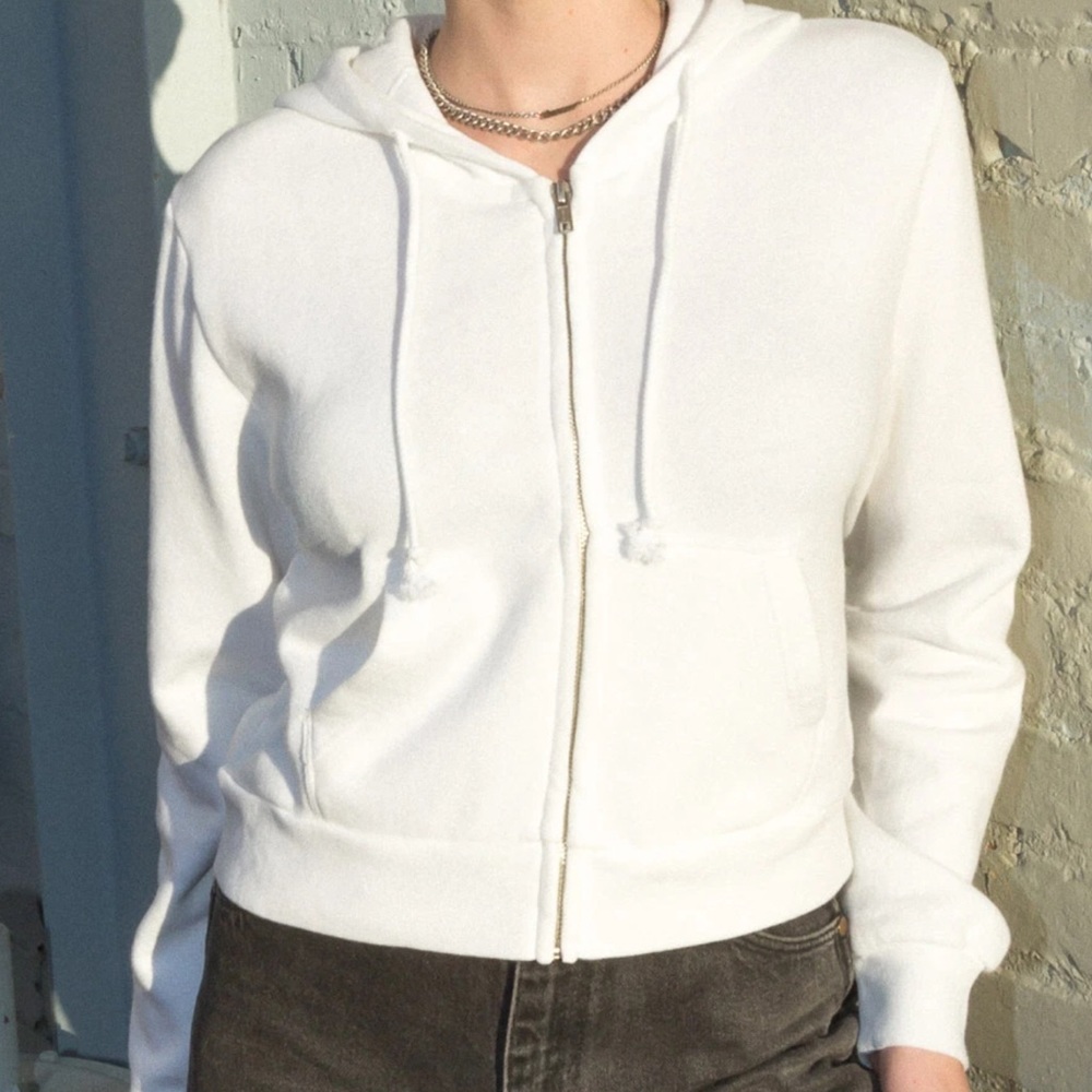 Brandy Melville white cropped hoodie.